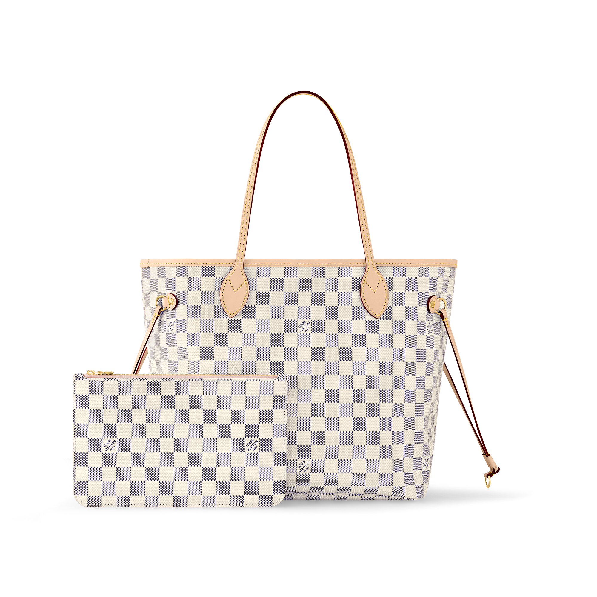 Louis vuitton damier azur canvas neverfull mm 2025 n41605 rose ballerine